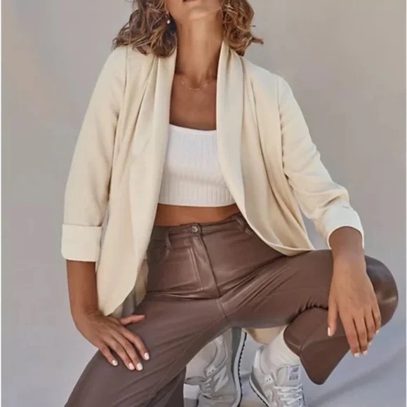 Wilfred Aritzia Off White Cream Crepe Chevalier Blazer Jacket Cardigan - Picture 15 of 17